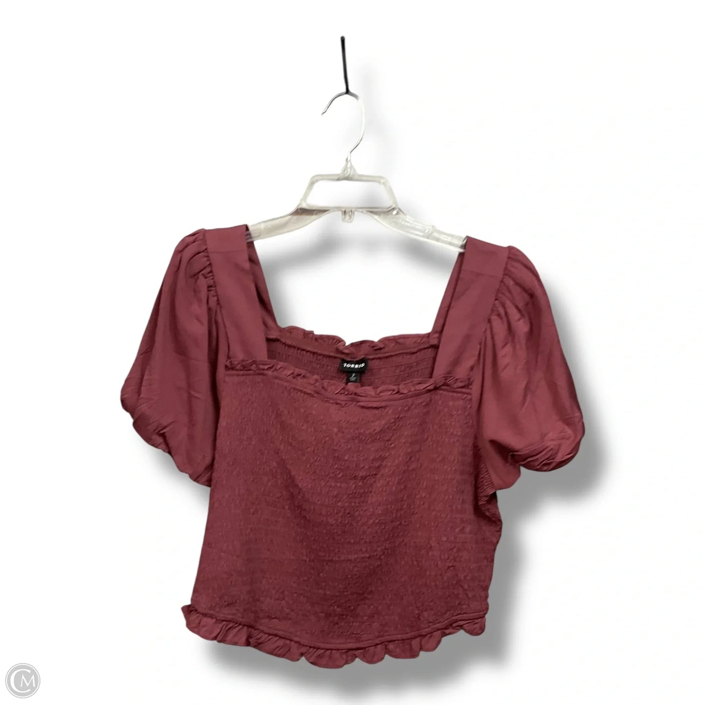 Top Short Sleeve By Torrid In Maroon, Size: 2x