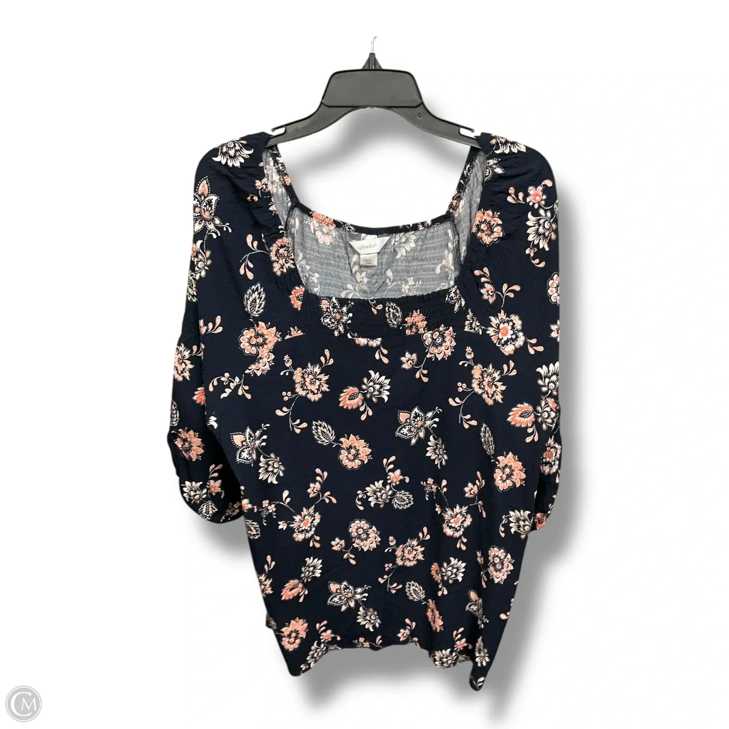 Top 3/4 Sleeve By Cj Banks In Floral Print, Size: 2x