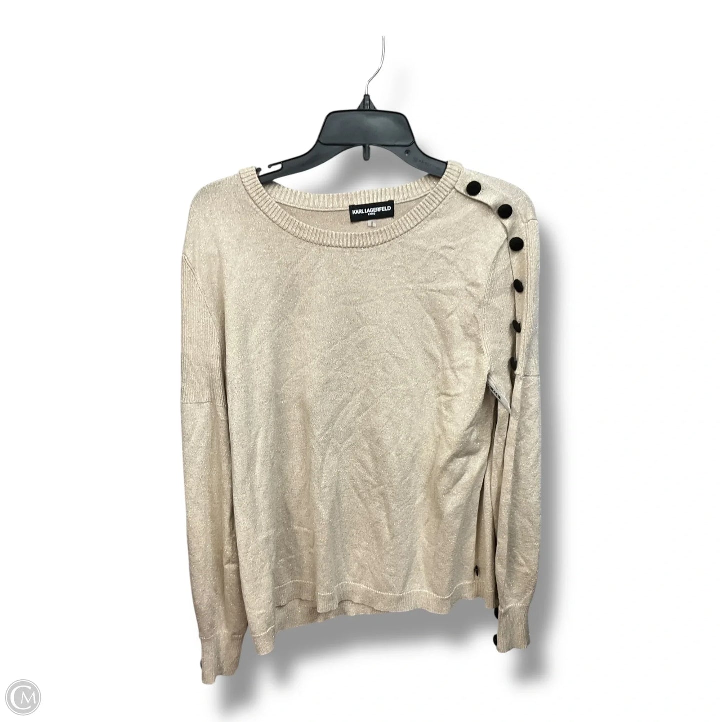 Sweater Designer By Karl Lagerfeld In Tan, Size: L