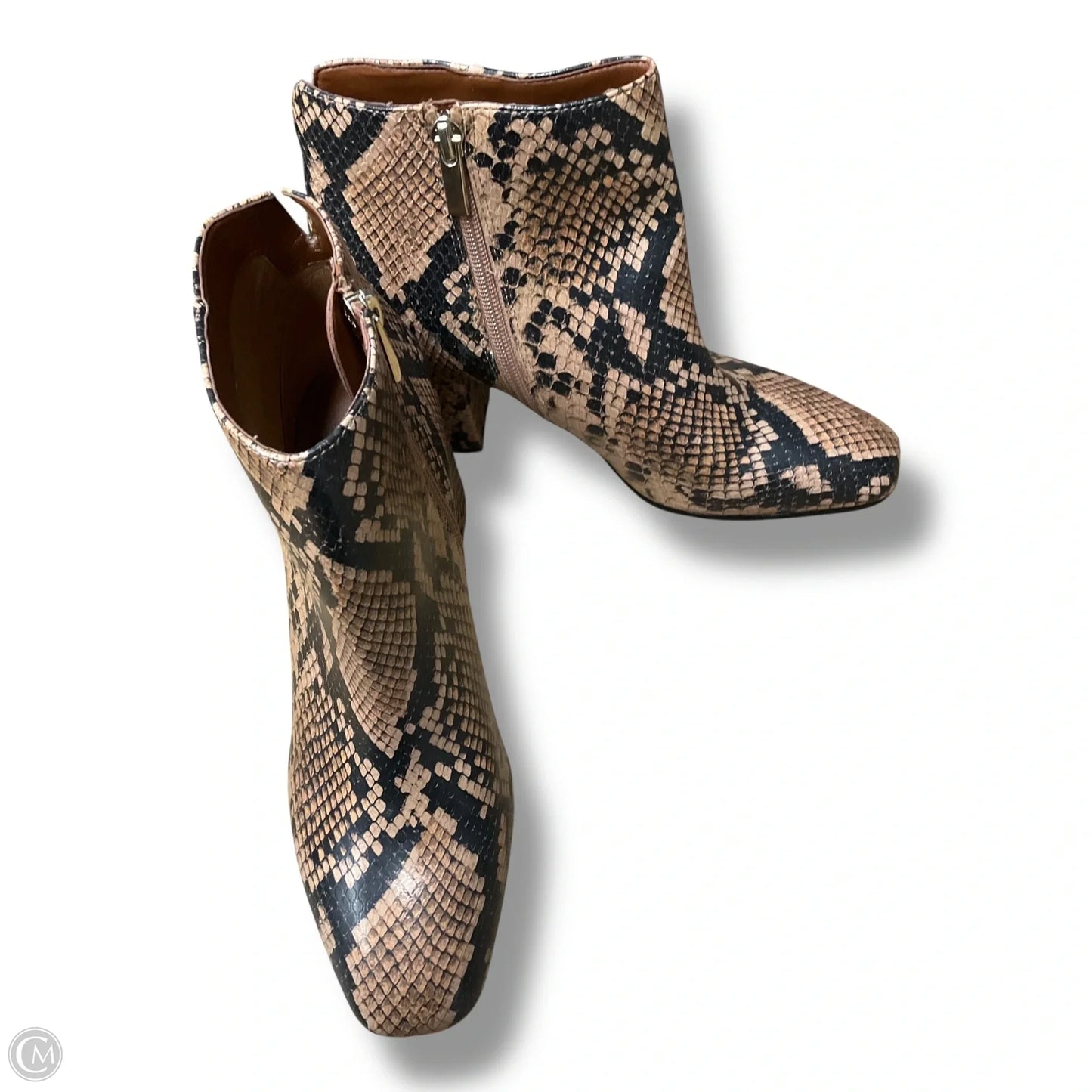 Boots Ankle Heels By Franco Sarto In Snakeskin Print, Size: 7.5
