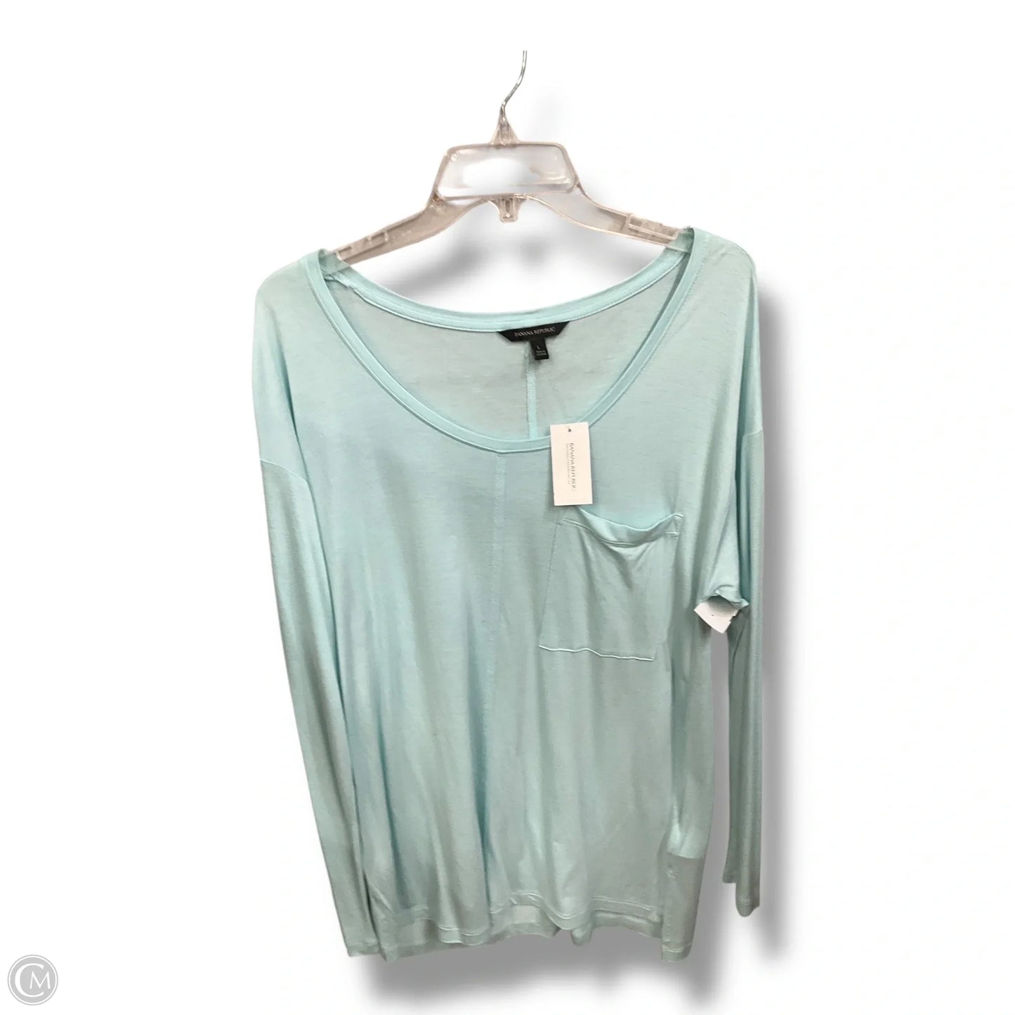 Top Long Sleeve Basic By Banana Republic In Aqua, Size: L
