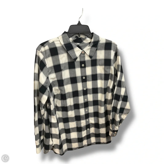 Blouse Long Sleeve By Talbots In Plaid Pattern, Size: 1x