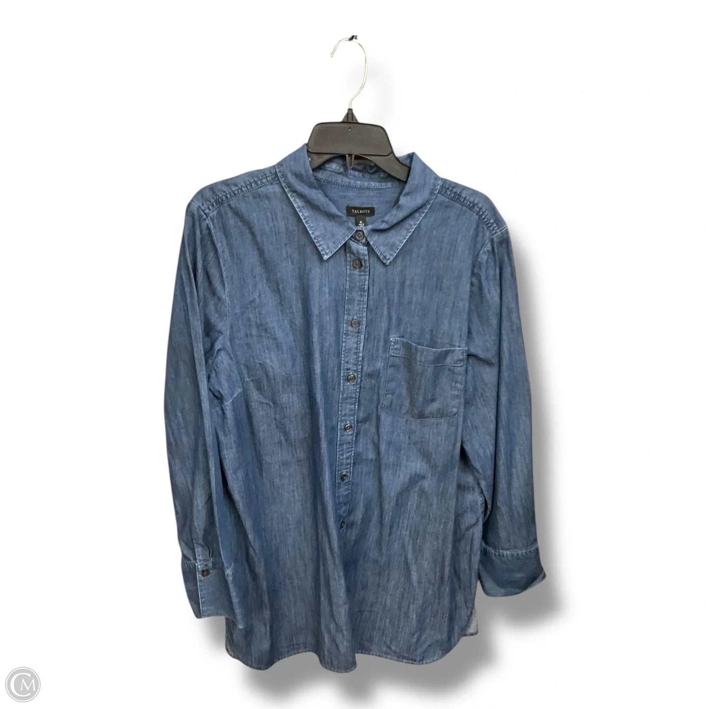 Blouse Long Sleeve By Talbots In Blue Denim, Size: Xl
