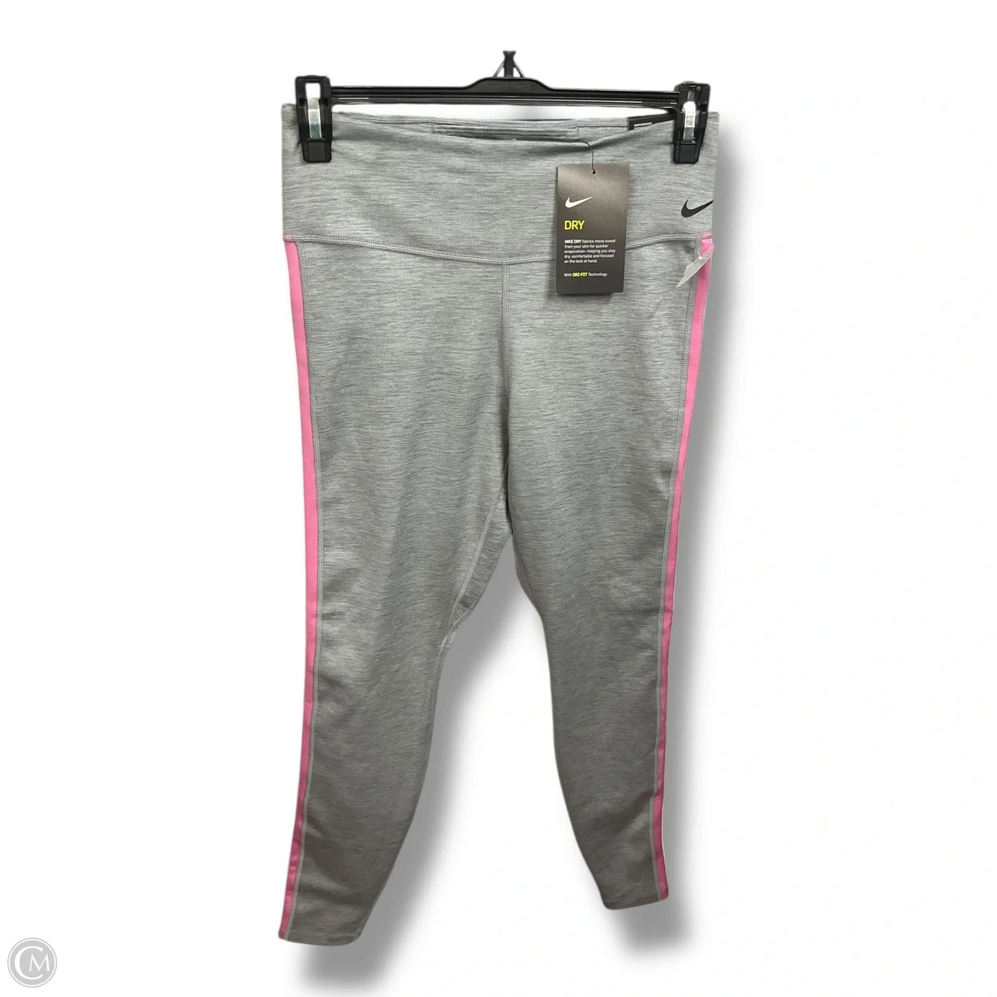 Athletic Leggings By Nike Apparel In Grey & Pink, Size: M
