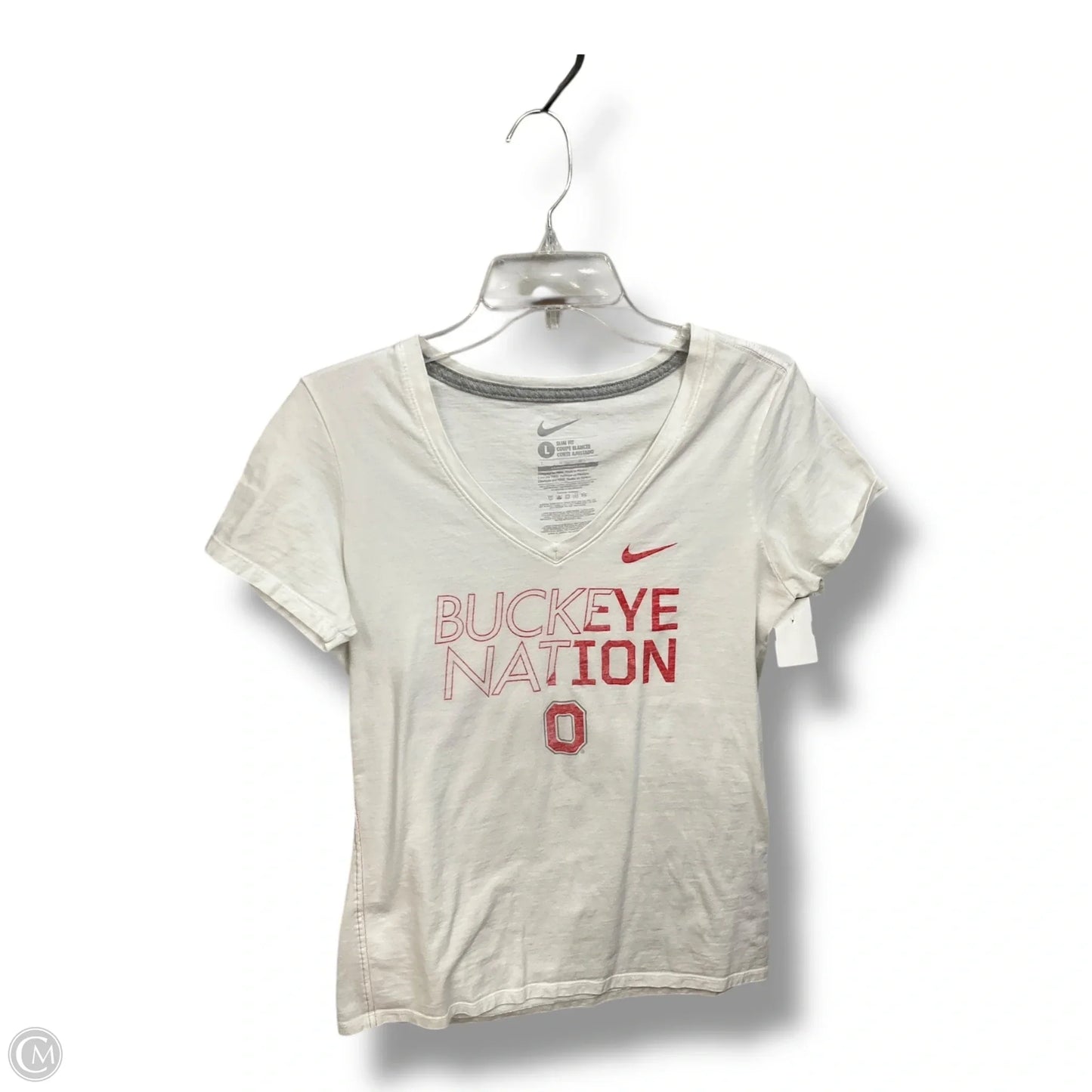 Athletic Top Short Sleeve By Nike Apparel In White, Size: L