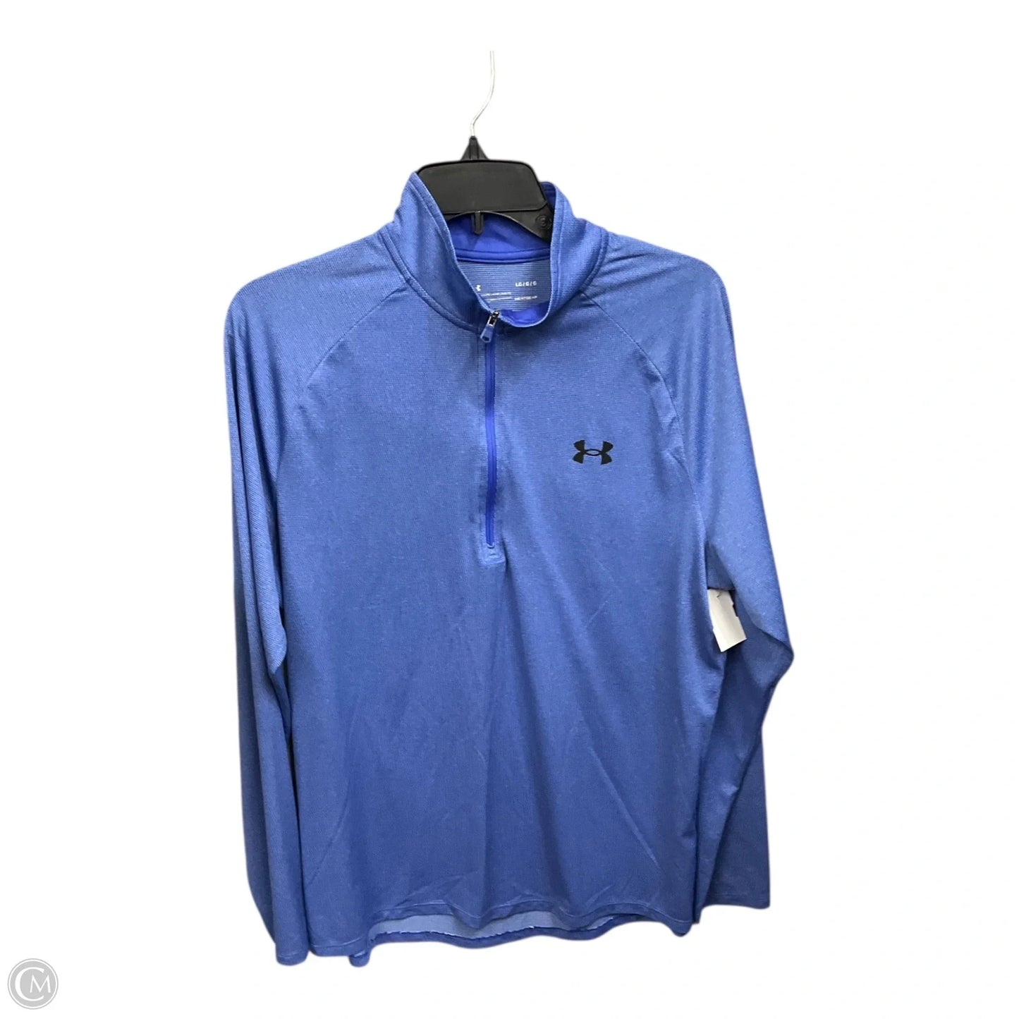 Athletic Top Long Sleeve Collar By Under Armour In Blue, Size: L