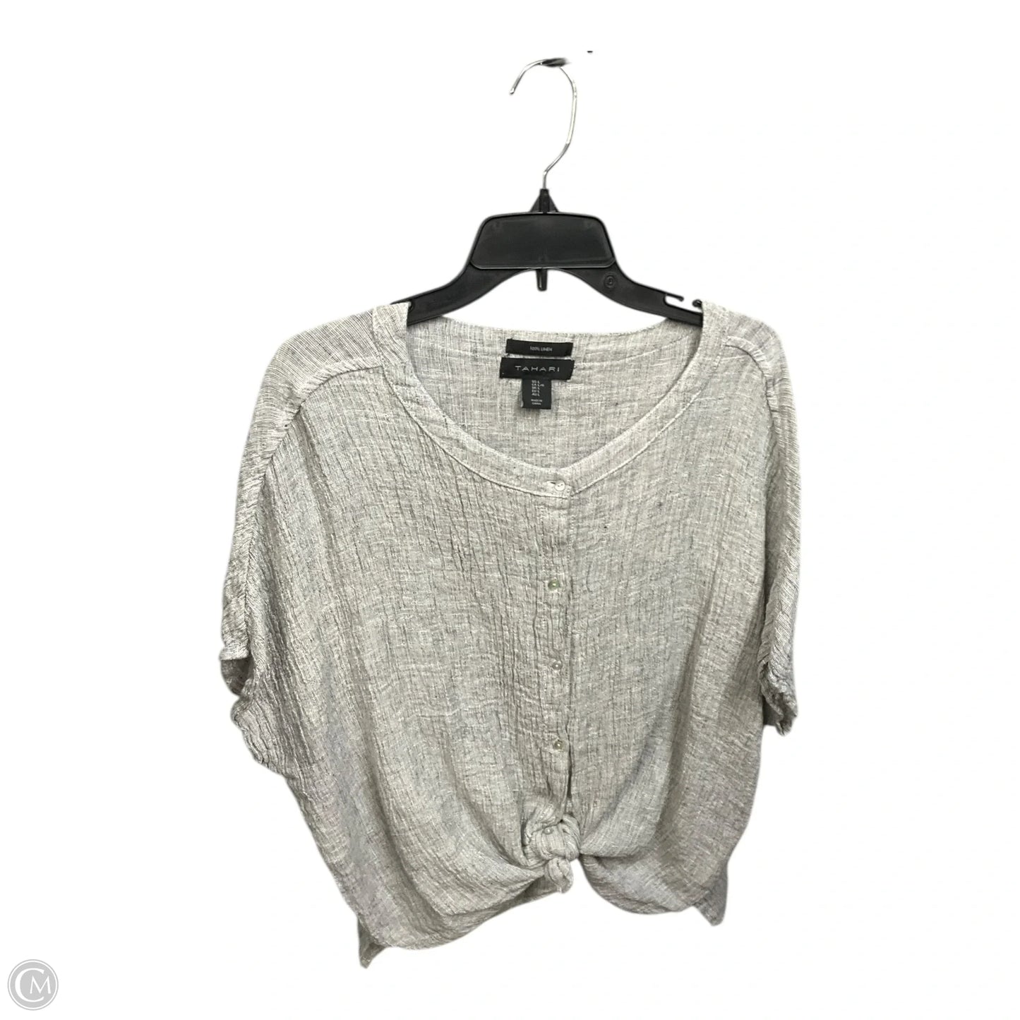 Top Short Sleeve By Tahari In Grey, Size: L