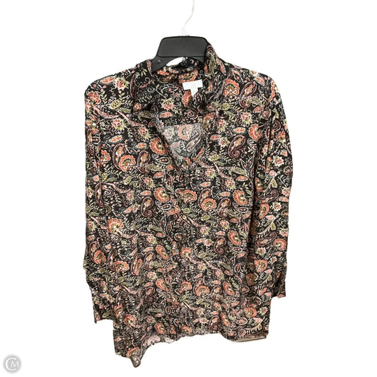 Blouse Long Sleeve By J. Jill In Floral Print, Size: L