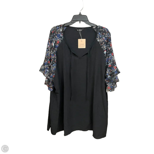 Top Short Sleeve By Bloomchic In Black, Size: 4x