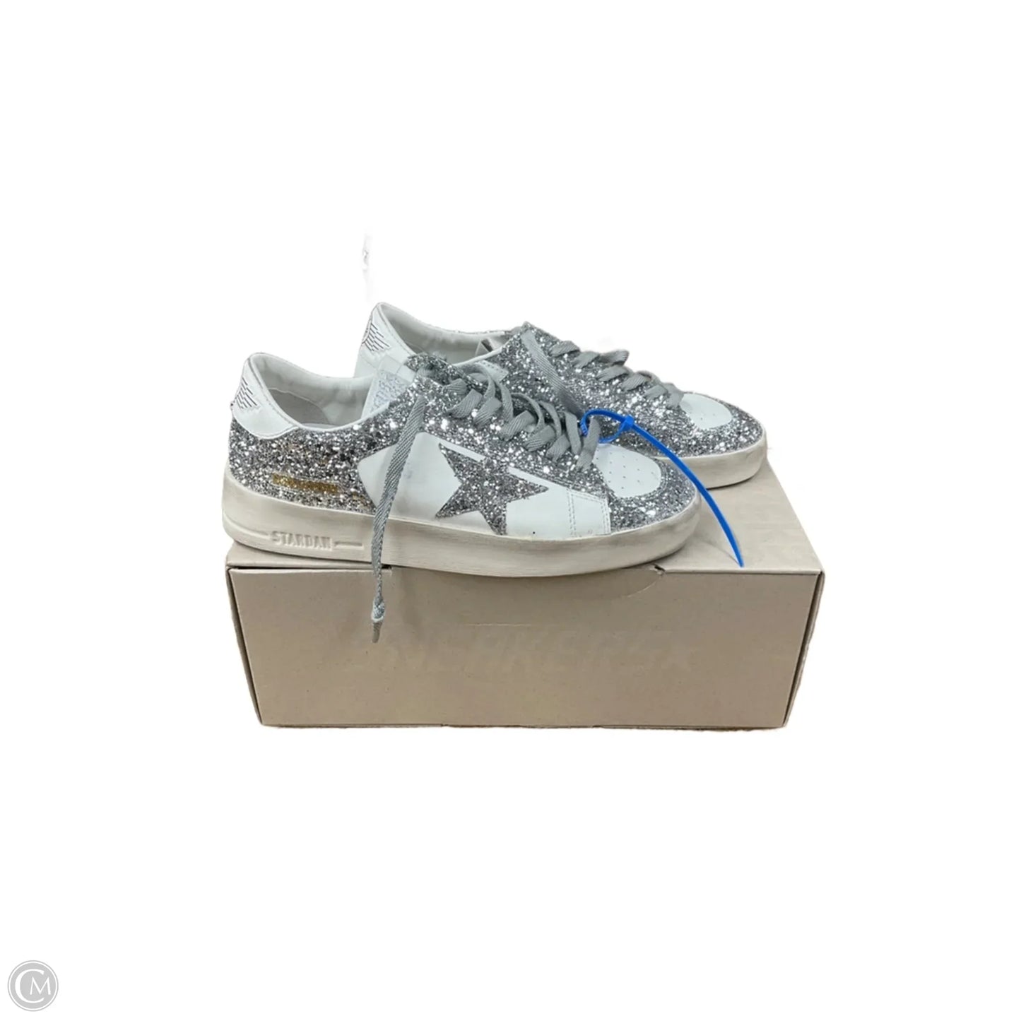 Shoes Luxury Designer By Golden Goose In Silver, Size: 9