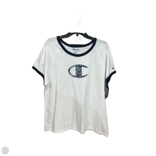 Athletic Top Short Sleeve By Champion In White, Size: 2x