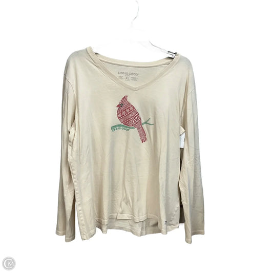 Top Long Sleeve By Life Is Good In Tan, Size: Xl