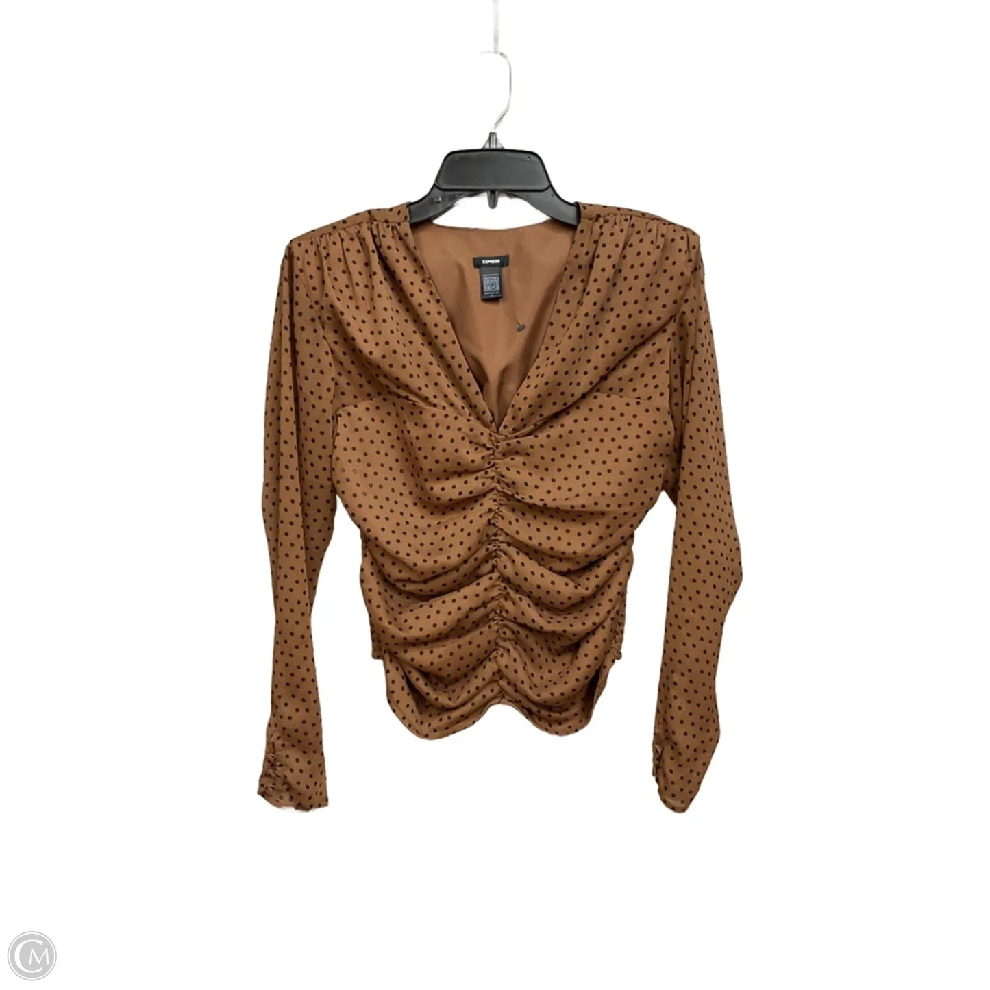 Top Long Sleeve By Express In Polkadot Pattern, Size: S