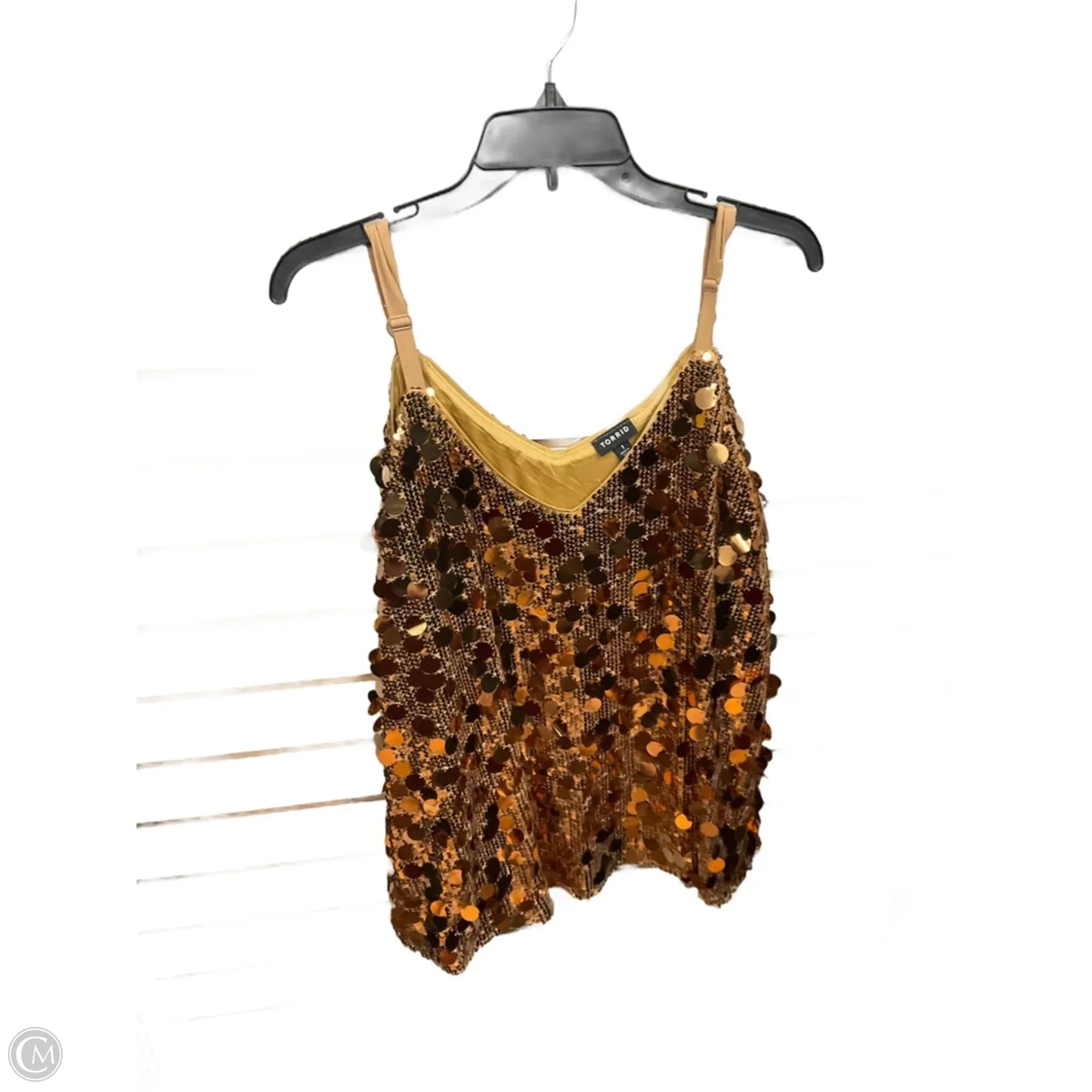 Top Sleeveless By Torrid In Gold, Size: 1x