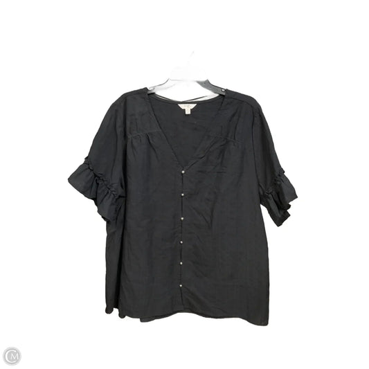 Top Short Sleeve By Terra & Sky In Black, Size: 2x
