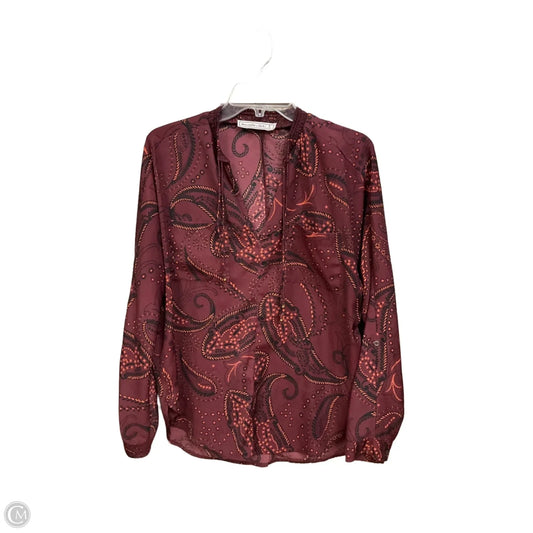 Blouse Long Sleeve By Abercrombie And Fitch In Maroon, Size: S