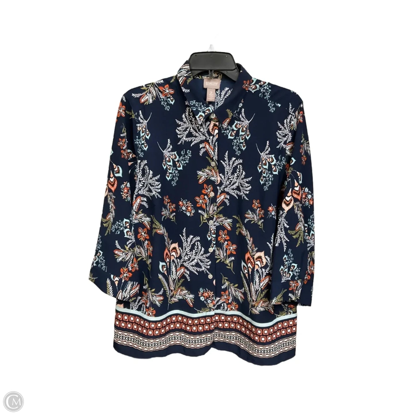 Blouse Long Sleeve By Chicos In Floral Print, Size: L