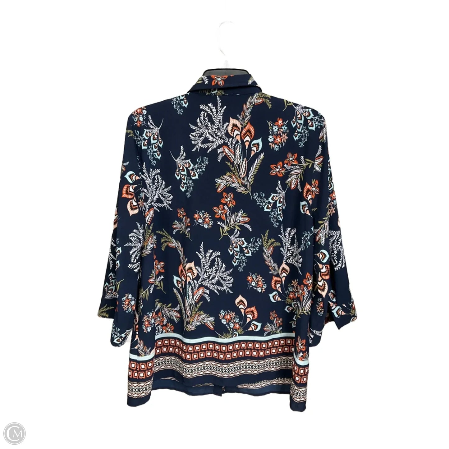 Blouse Long Sleeve By Chicos In Floral Print, Size: L