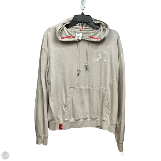 Athletic Top Long Sleeve Hoodie By Nike Apparel In Tan, Size: L