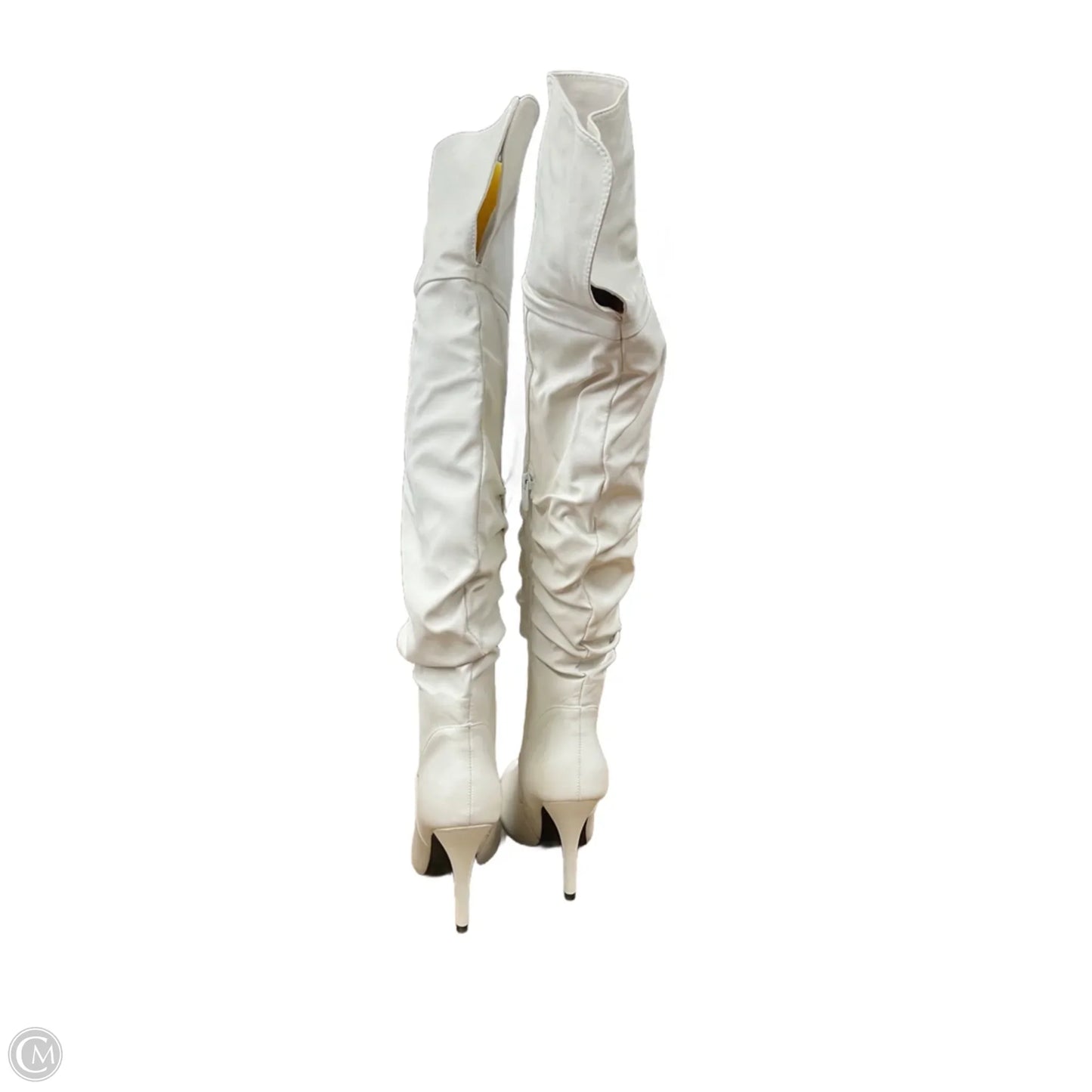 Boots Knee Heels By Forever In White, Size: 8