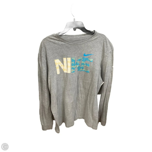 Athletic Top Long Sleeve Crewneck By Nike Apparel In Grey, Size: Xxl