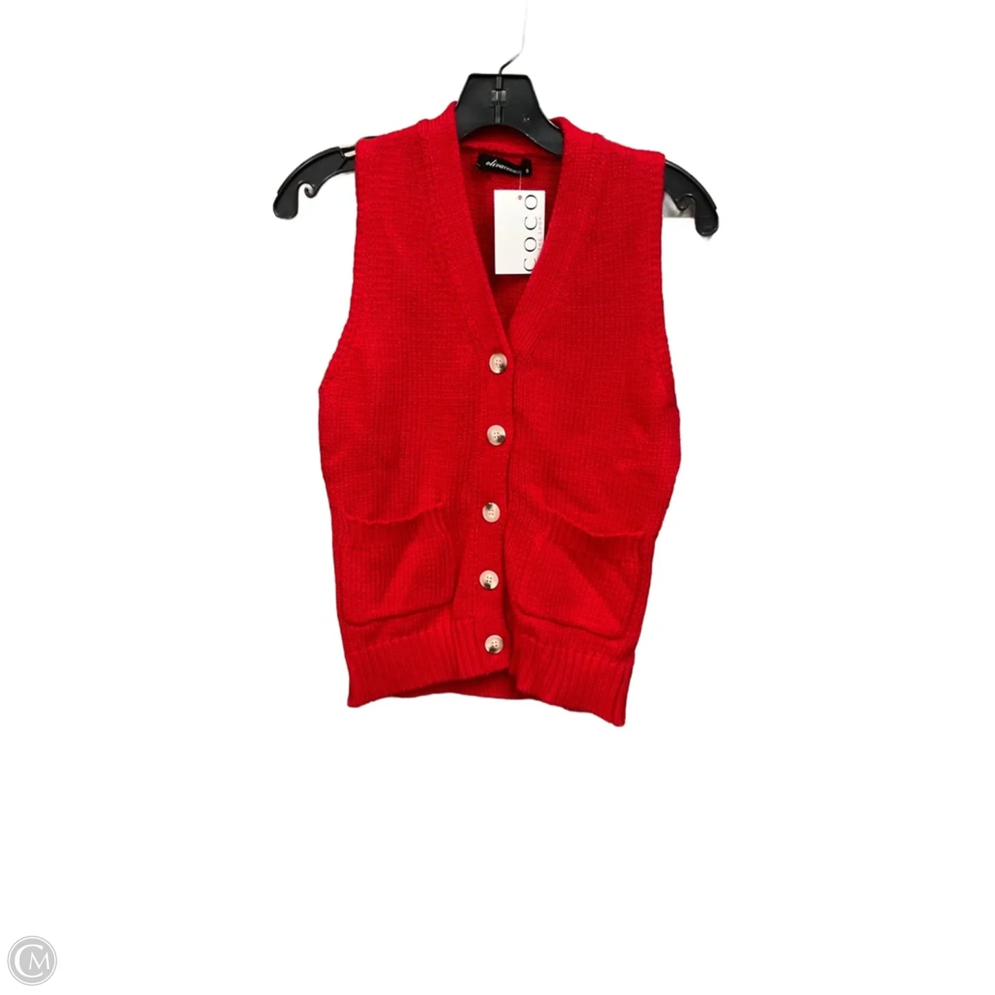 Vest Sweater By Clothes Mentor In Red, Size: S