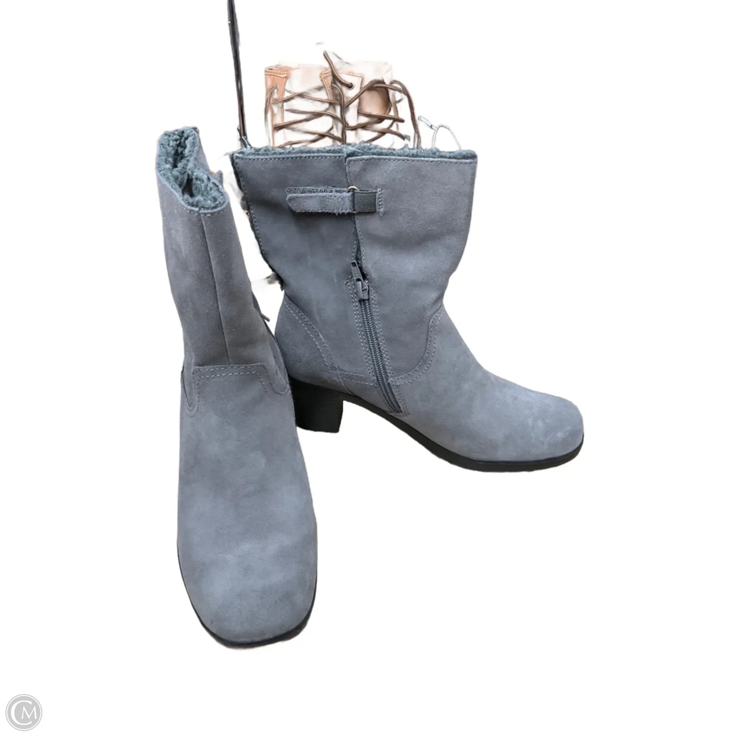 Boots Ankle Heels By Clarks In Grey, Size: 8.5