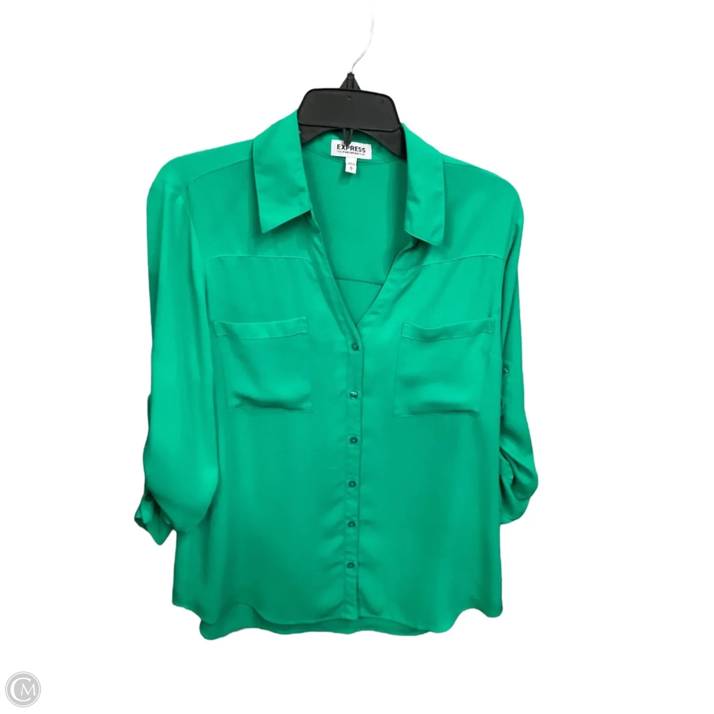Blouse Long Sleeve By Express In Green, Size: L