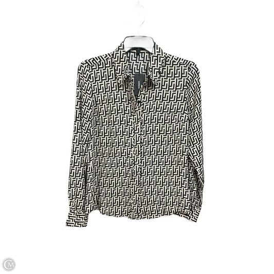 Blouse Long Sleeve By Express In Black & Cream, Size: Xs