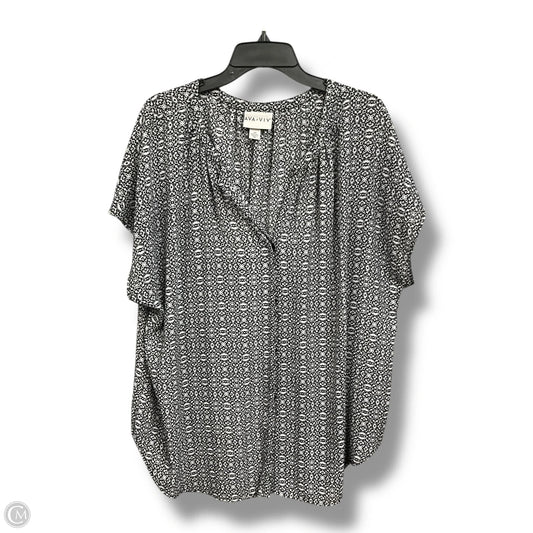 Blouse Short Sleeve By Ava & Viv In Black & White, Size: 2x