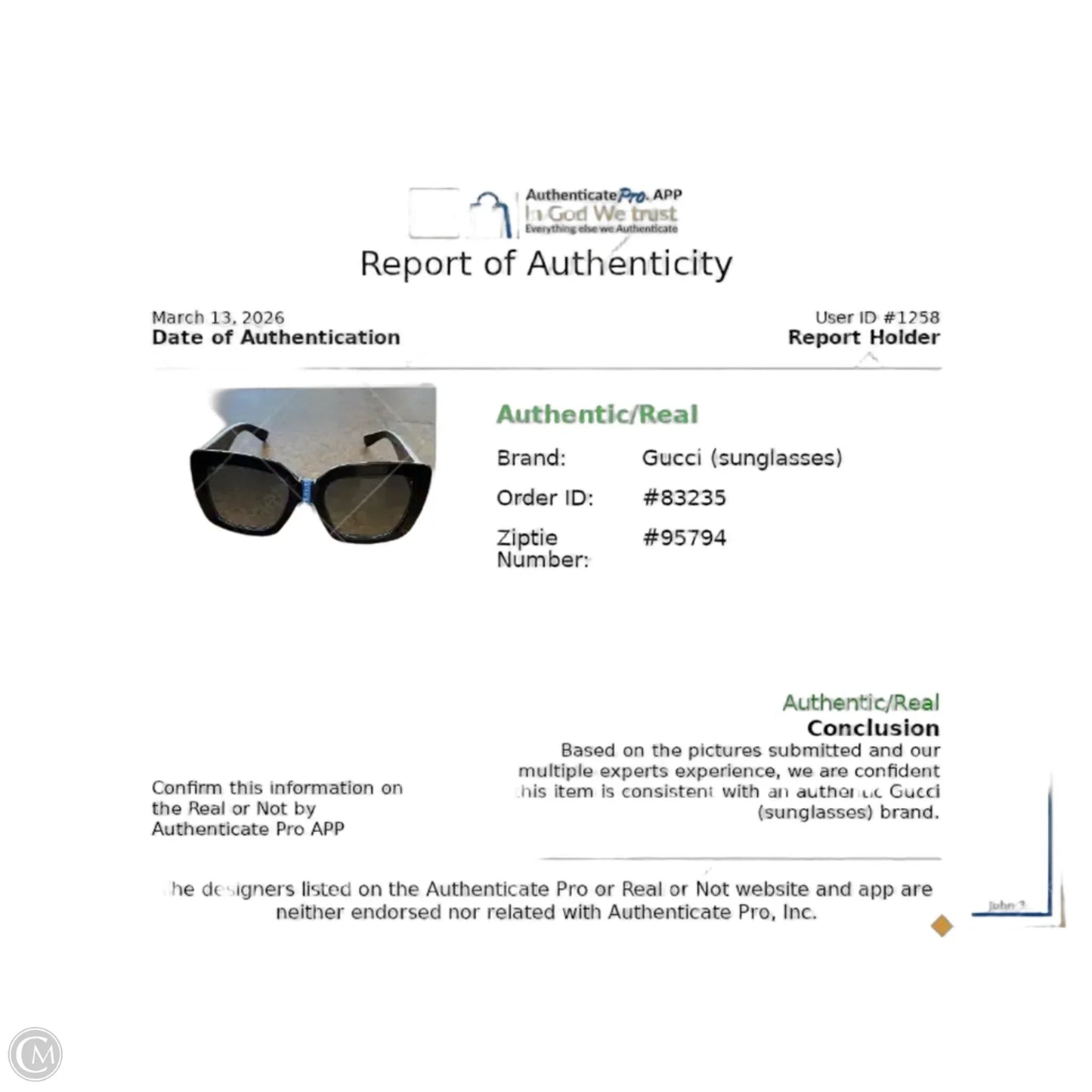 Sunglasses Luxury Designer By Gucci