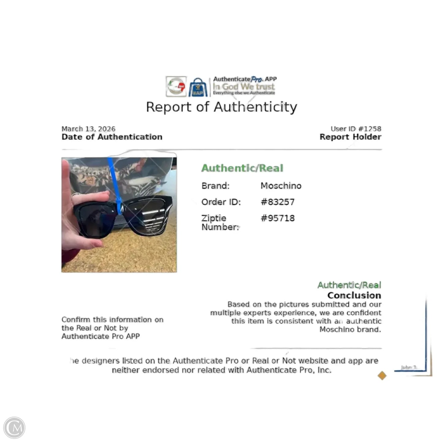 Sunglasses Luxury Designer By Moschino