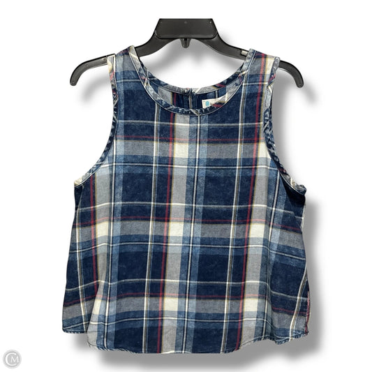 Top Sleeveless By Love Fire In Plaid Pattern, Size: M