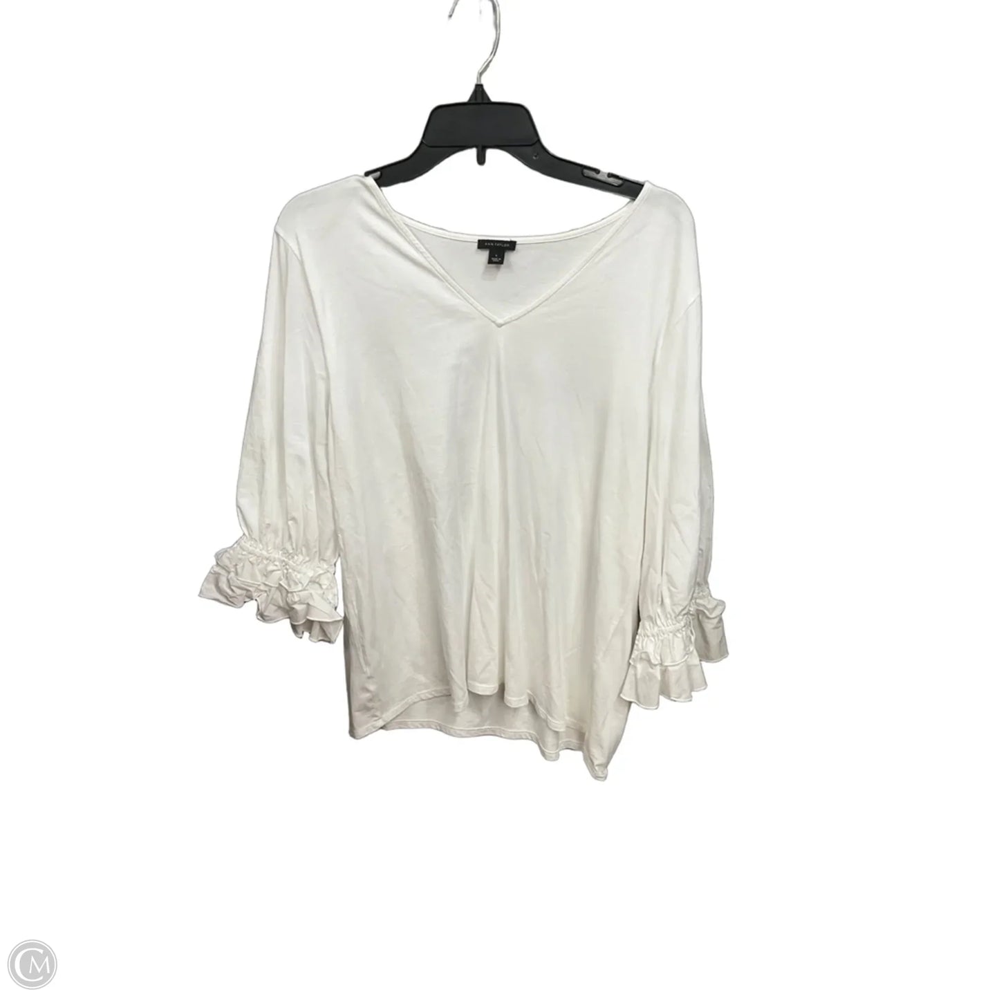 Top Long Sleeve By Loft In White, Size: L