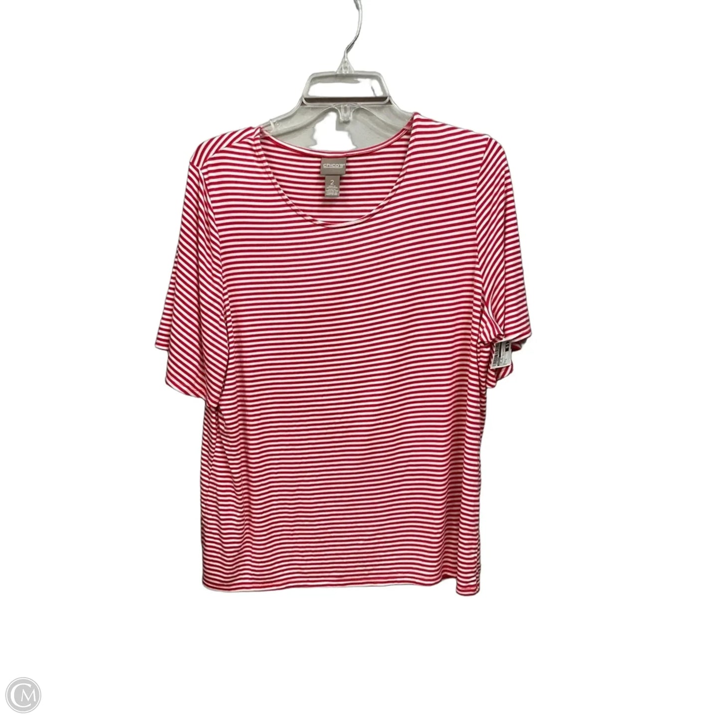 Top Short Sleeve By Chicos In Striped Pattern, Size: L