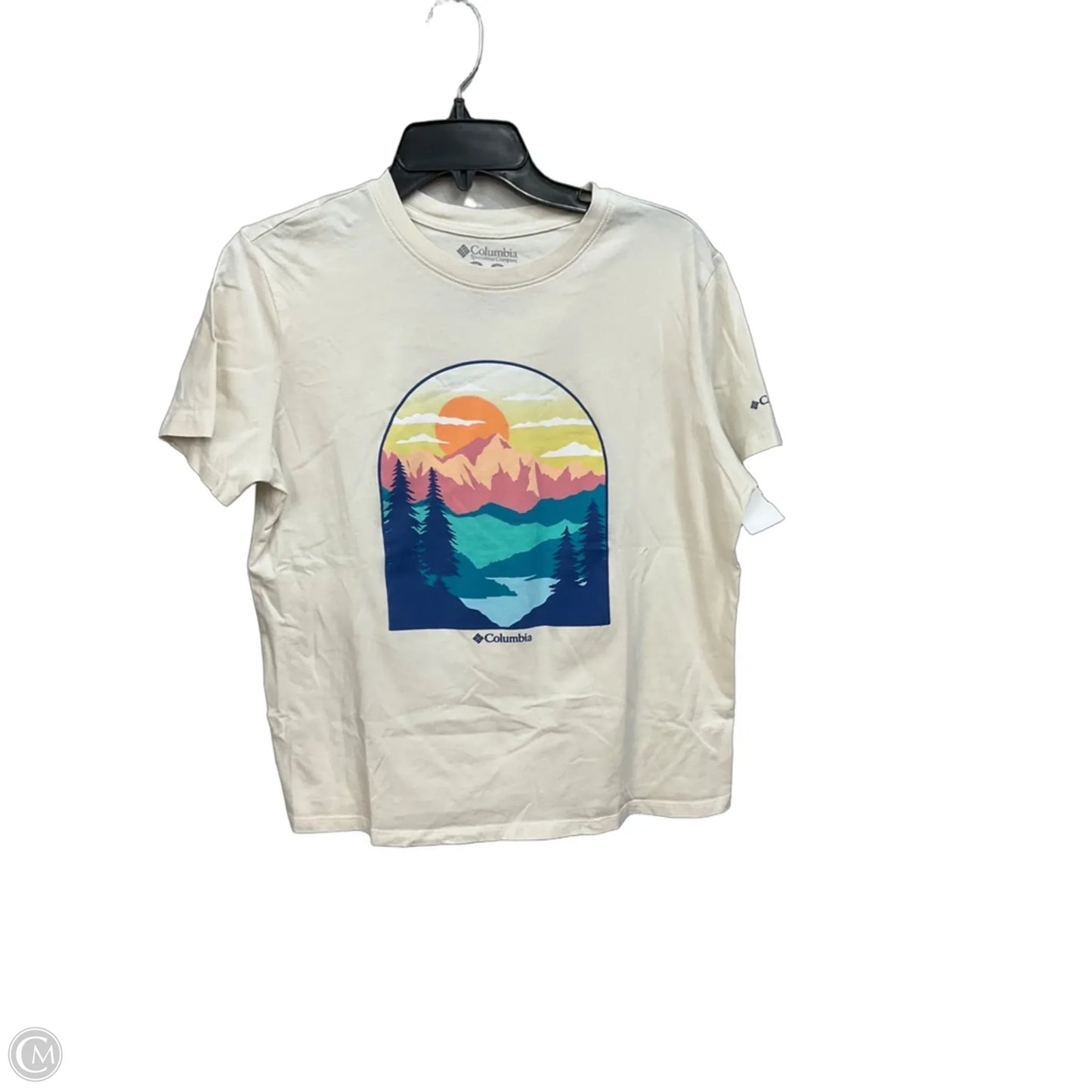 Athletic Top Short Sleeve By Columbia In Cream, Size: M