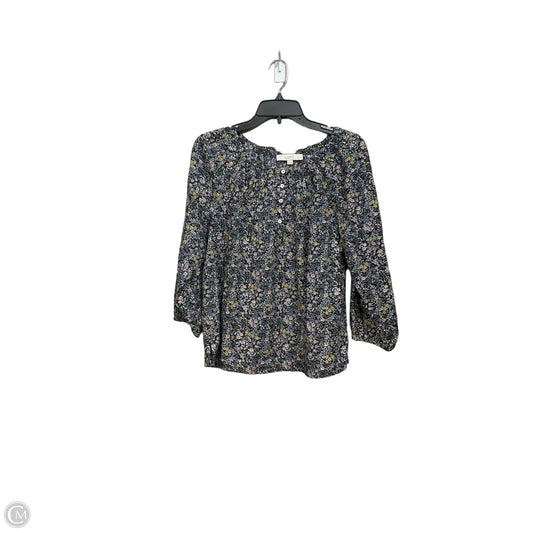 Blouse Long Sleeve By Loft In Floral Print, Size: Mp