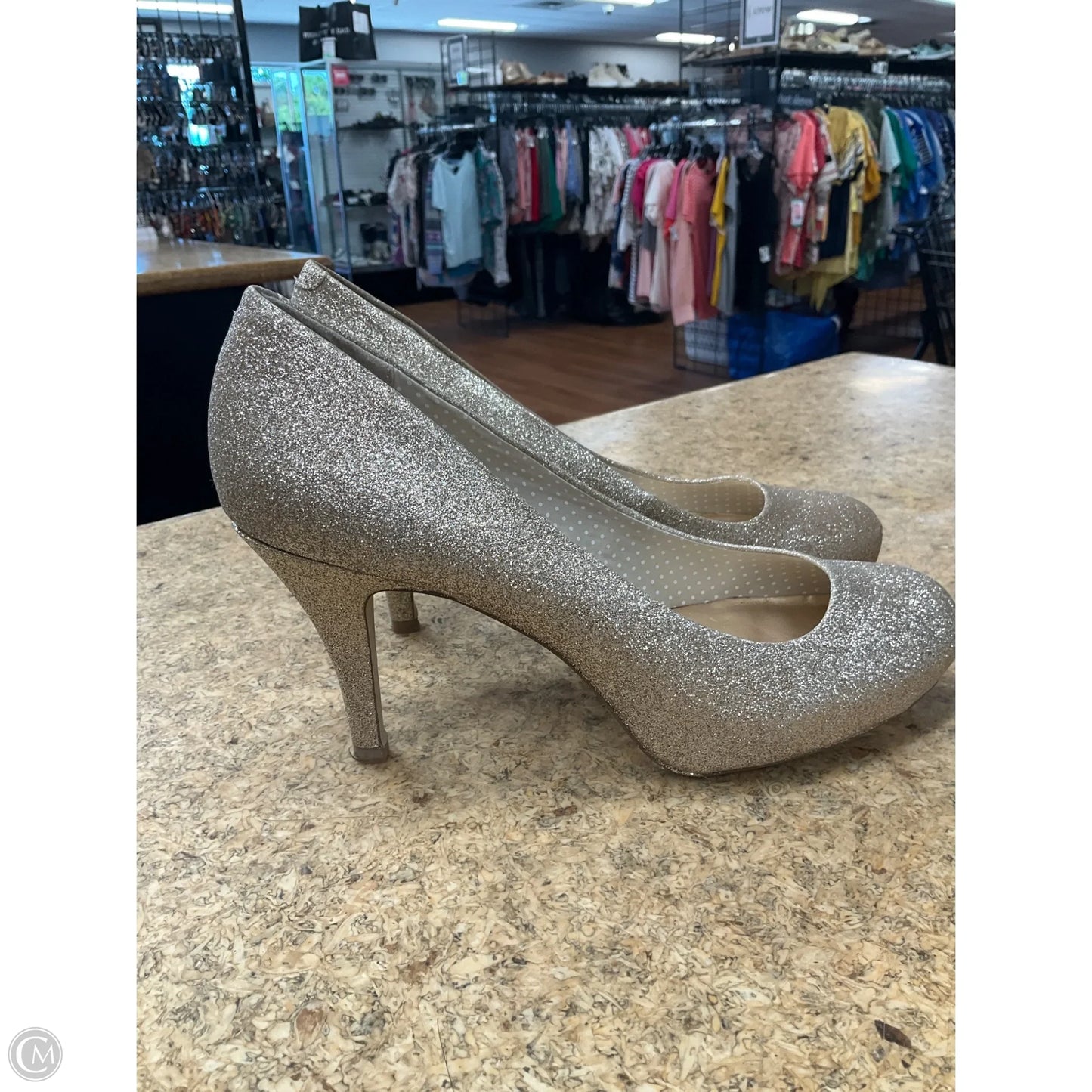 Shoes Heels Stiletto By Madden Girl In Gold, Size: 9.5