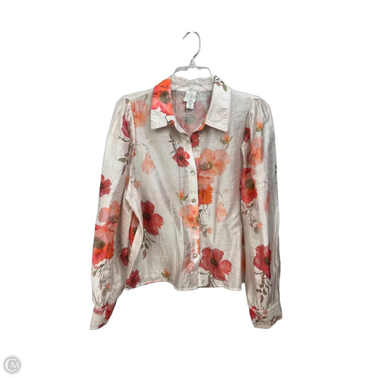 Blouse Long Sleeve By Joie In Floral Print, Size: L