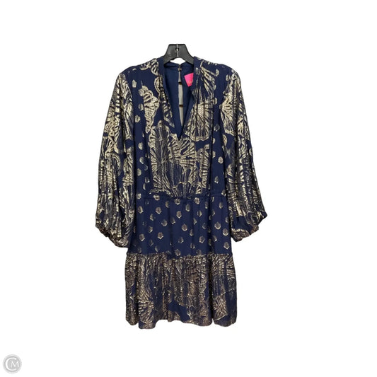 Dress Designer By Lilly Pulitzer In Blue & Gold, Size: Xl