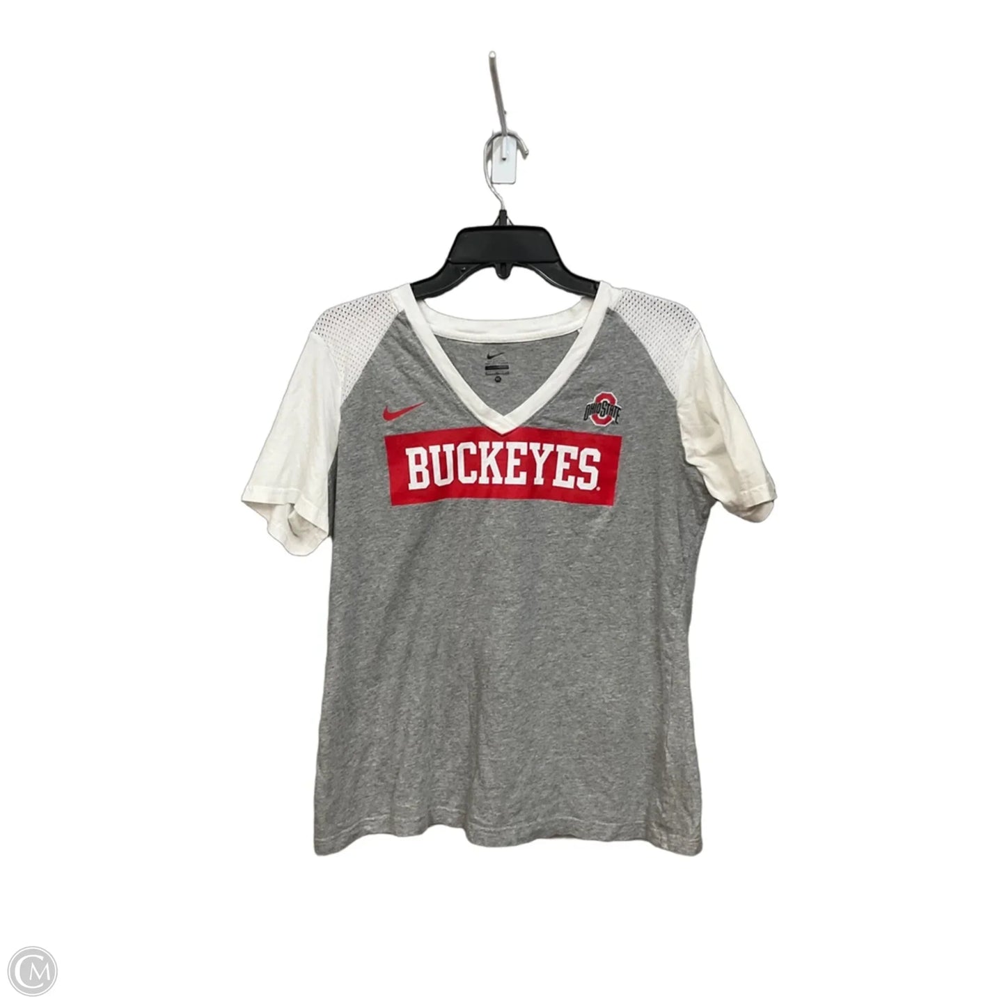 Athletic Top Short Sleeve By Nike Apparel In Grey & Red, Size: Xl