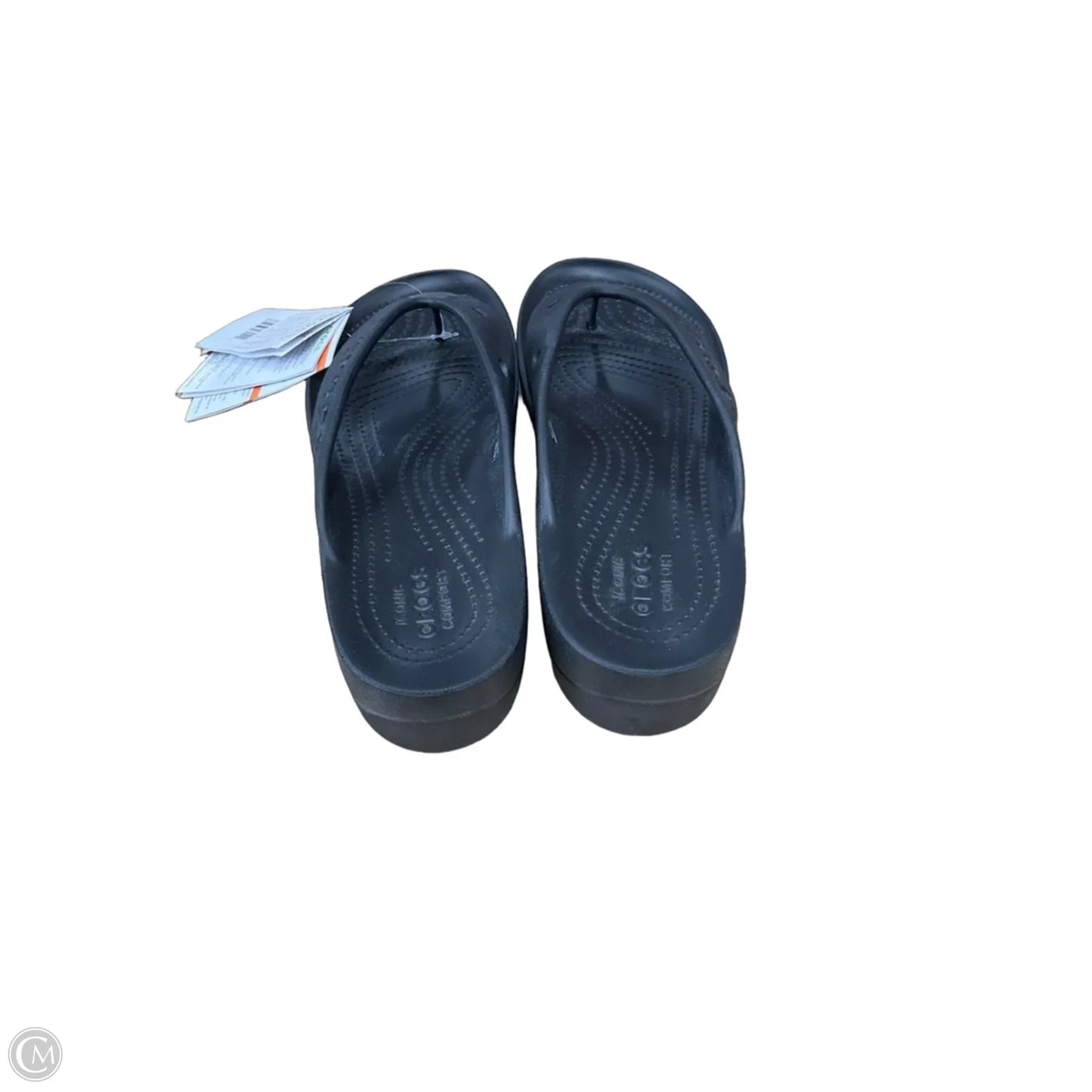 Sandals Flip Flops By Crocs In Black, Size: 9