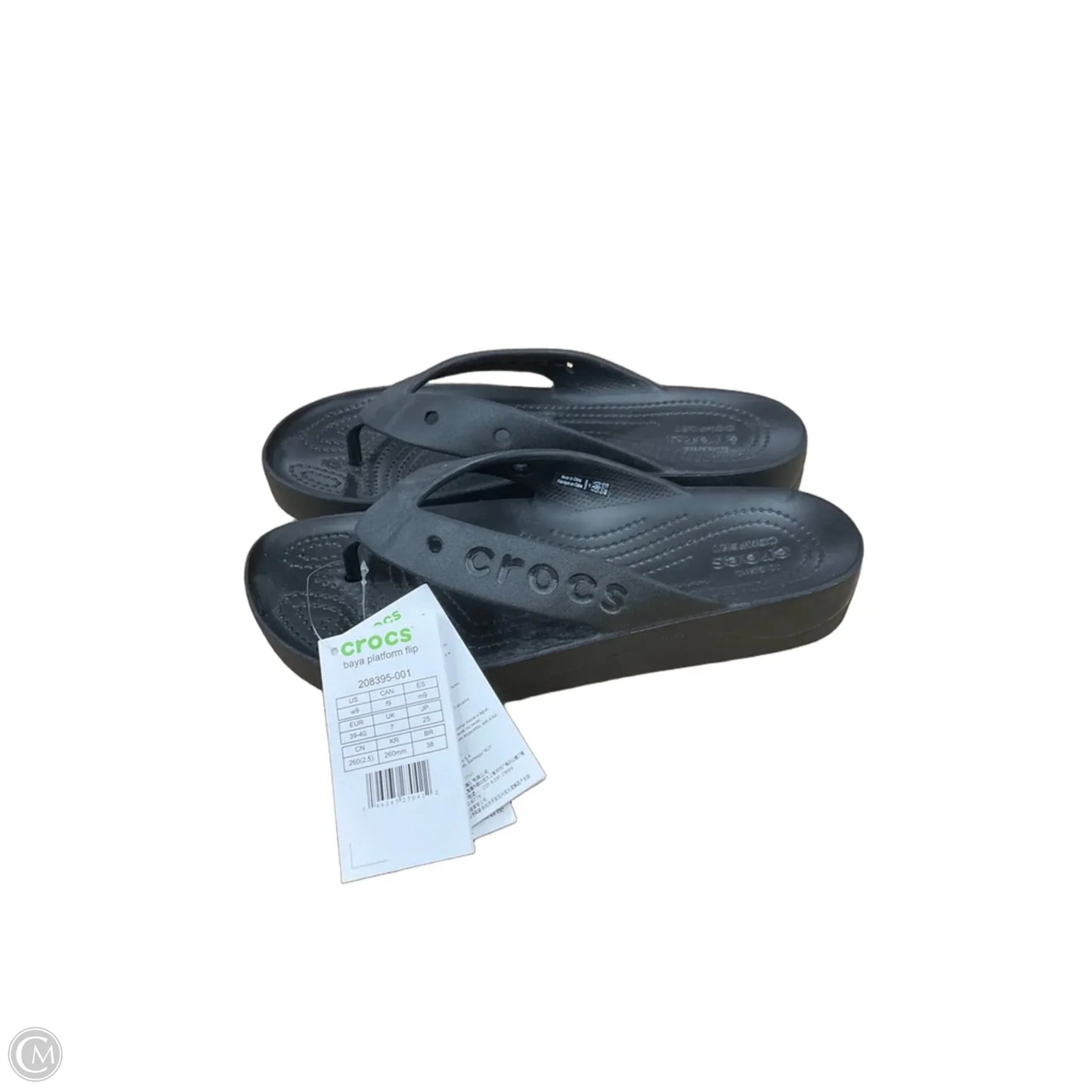 Sandals Flip Flops By Crocs In Black, Size: 9