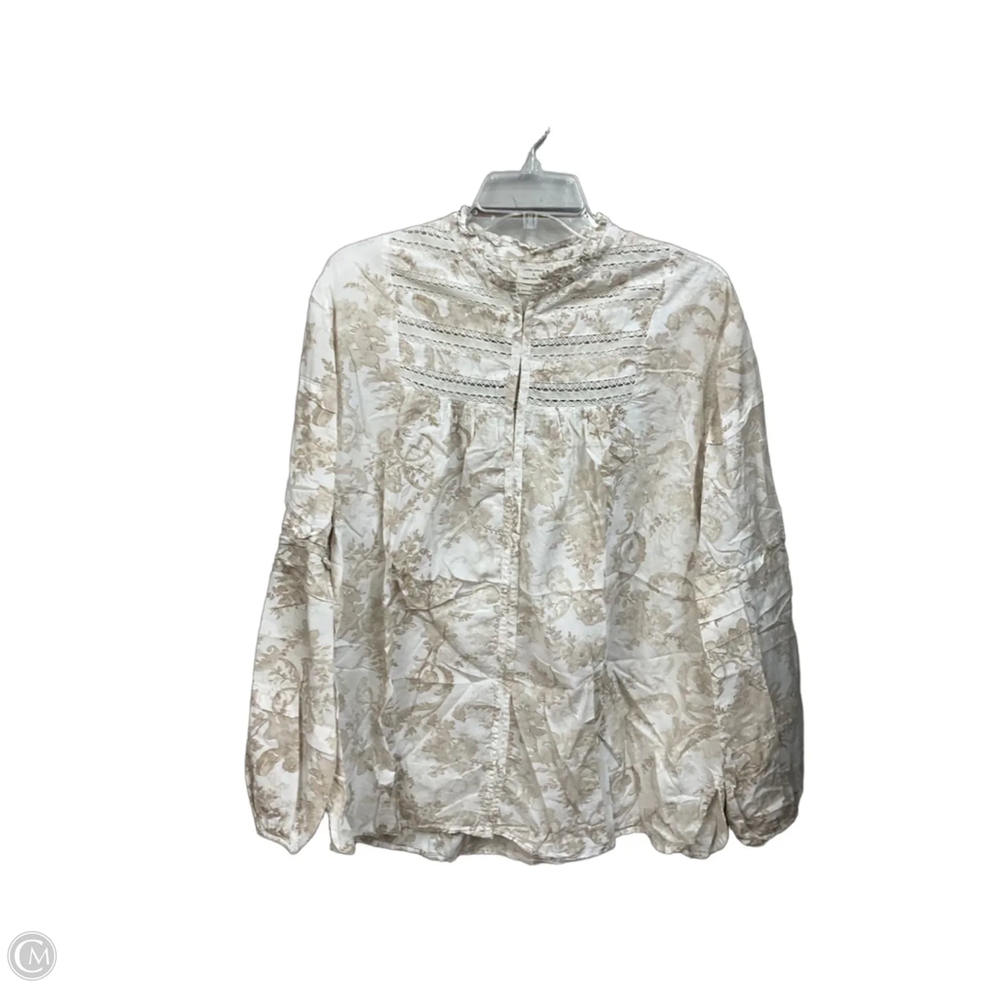 Blouse Long Sleeve By Laura Ashley In Cream, Size: L