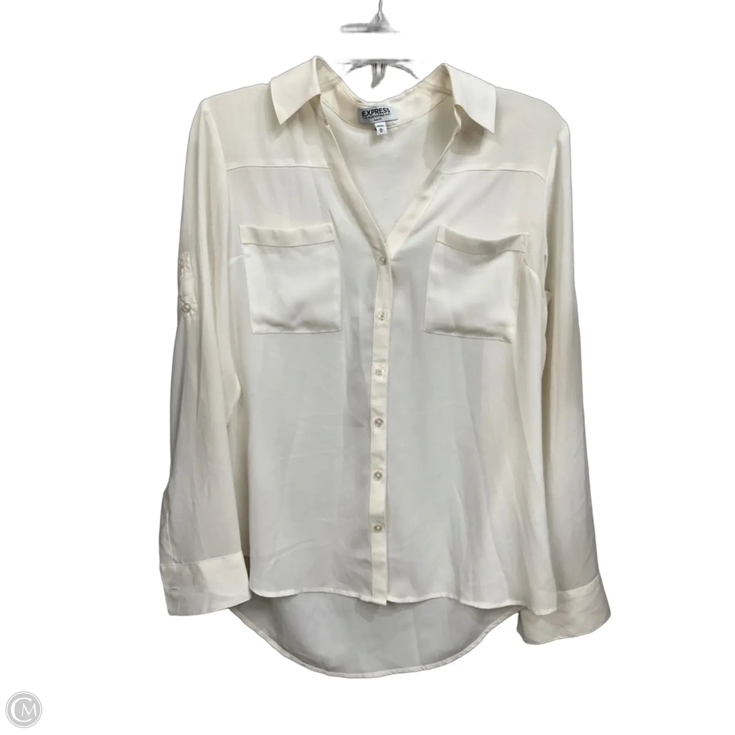 Blouse Long Sleeve By Express In Cream, Size: M