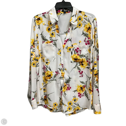 Blouse Long Sleeve By Express In Floral Print, Size: L