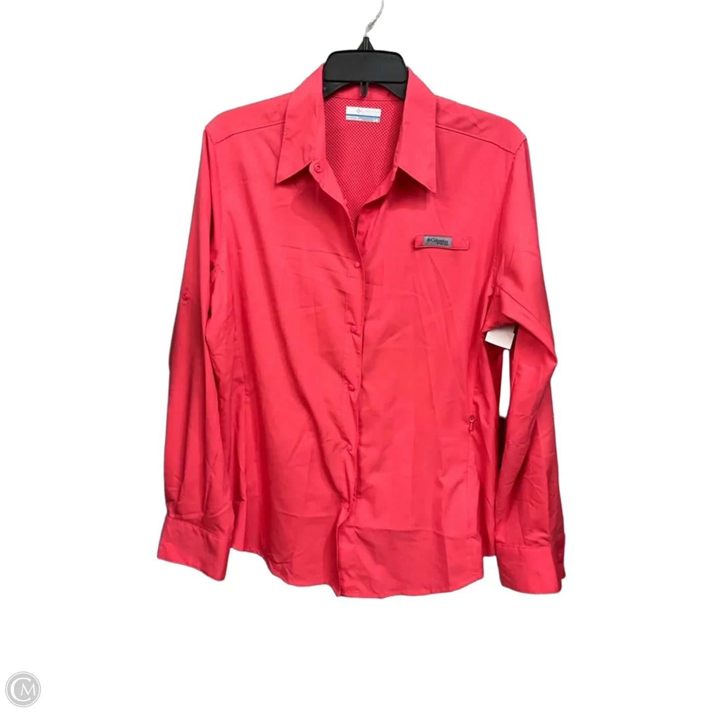 Athletic Top Long Sleeve Collar By Columbia In Coral, Size: L