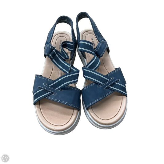 Sandals Flats By Croft And Barrow In Blue & Tan, Size: 6