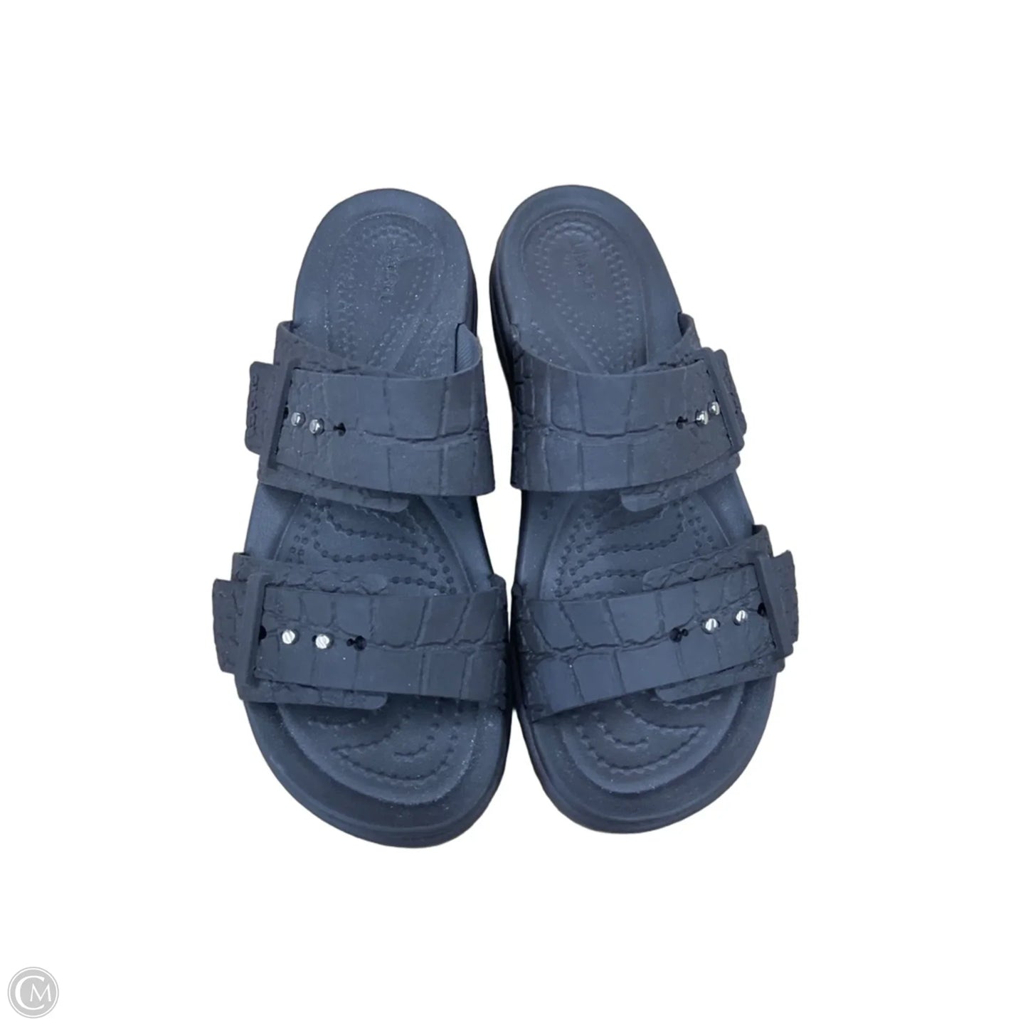 Sandals Flats By Crocs In Grey, Size: 6