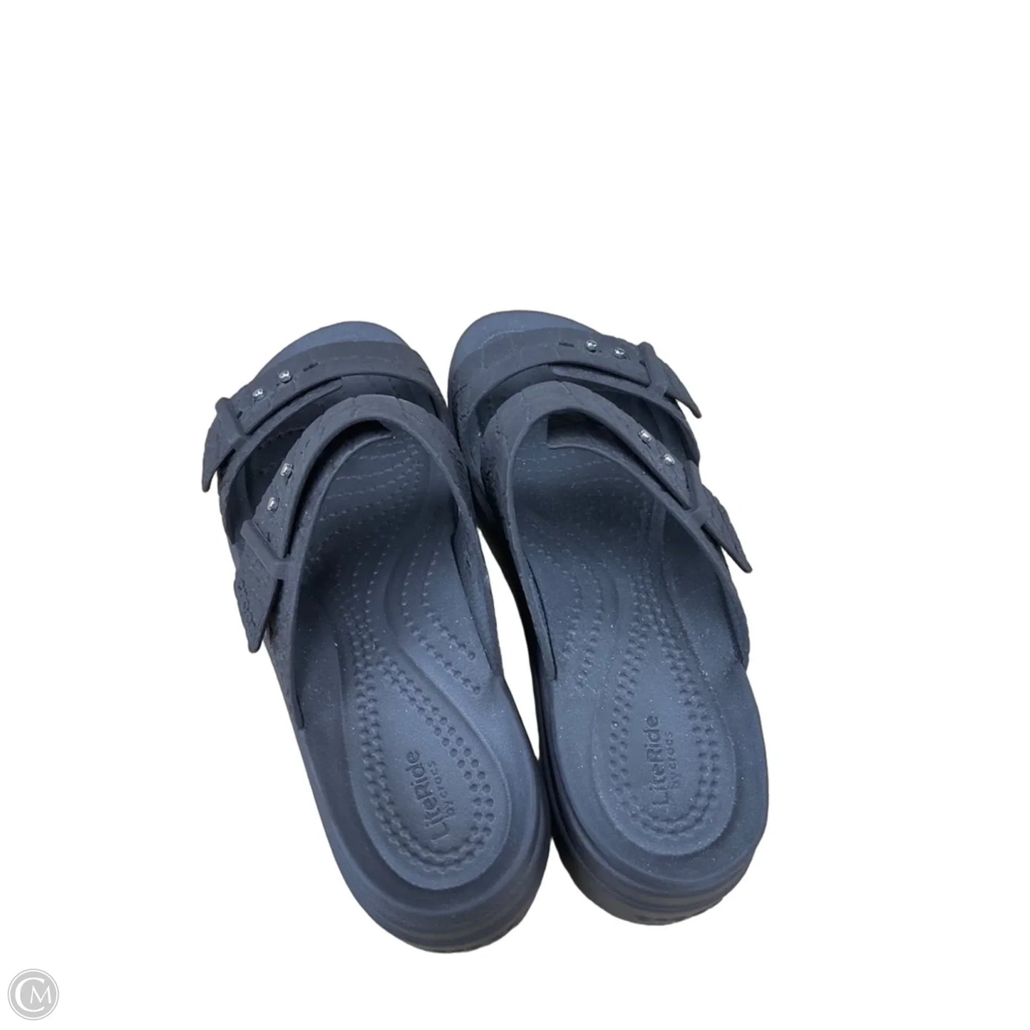 Sandals Flats By Crocs In Grey, Size: 6